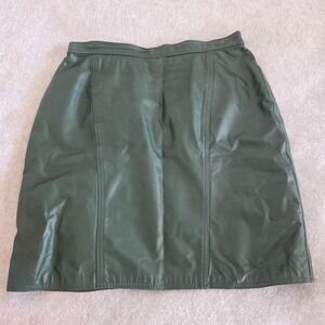 Winlit Mini Skirt Women's 11/12 Green Genuine Taffeta Leather Glamoratti Vintage